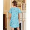 imageEkouaer Nightgowns for Women Cotton Sleepshirts Short Sleeve Nightshirt Tshirt Night Gown Casual Sleepdress Comfy NightdressBlue Butterfly