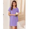 imageEkouaer Nightgowns for Women Cotton Sleepshirts Short Sleeve Nightshirt Tshirt Night Gown Casual Sleepdress Comfy NightdressLilac