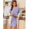 imageEkouaer Nightgowns for Women Cotton Sleepshirts Short Sleeve Nightshirt Tshirt Night Gown Casual Sleepdress Comfy NightdressPurple Floral