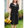 imageEkouaer Nightgowns for Women House Dress with Pockets Button Down Sleepshirt Short Sleeve Nightshirt Housecoat SXXXLBlack