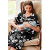 imageEkouaer Nightgowns for Women House Dress with Pockets Button Down Sleepshirt Short Sleeve Nightshirt Housecoat SXXXLBlack Butterfly