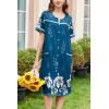 imageEkouaer Nightgowns for Women House Dress with Pockets Button Down Sleepshirt Short Sleeve Nightshirt Housecoat SXXXLBlue Green Flower