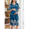 imageEkouaer Nightgowns for Women House Dress with Pockets Button Down Sleepshirt Short Sleeve Nightshirt Housecoat SXXXLBlue Green Flower
