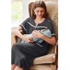 imageEkouaer Nightgowns for Women House Dress with Pockets Button Down Sleepshirt Short Sleeve Nightshirt Housecoat SXXXLDark Grey