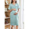 imageEkouaer Nightgowns for Women House Dress with Pockets Button Down Sleepshirt Short Sleeve Nightshirt Housecoat SXXXLGreen Floral