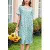 imageEkouaer Nightgowns for Women House Dress with Pockets Button Down Sleepshirt Short Sleeve Nightshirt Housecoat SXXXLGreen Floral