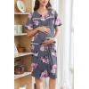 imageEkouaer Nightgowns for Women House Dress with Pockets Button Down Sleepshirt Short Sleeve Nightshirt Housecoat SXXXLGrey Flower