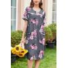 imageEkouaer Nightgowns for Women House Dress with Pockets Button Down Sleepshirt Short Sleeve Nightshirt Housecoat SXXXLGrey Flower