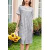 imageEkouaer Nightgowns for Women House Dress with Pockets Button Down Sleepshirt Short Sleeve Nightshirt Housecoat SXXXLGrey Srtiped