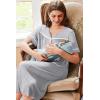 imageEkouaer Nightgowns for Women House Dress with Pockets Button Down Sleepshirt Short Sleeve Nightshirt Housecoat SXXXLGrey Srtiped