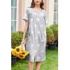imageEkouaer Nightgowns for Women House Dress with Pockets Button Down Sleepshirt Short Sleeve Nightshirt Housecoat SXXXLGrey Stars