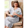 imageEkouaer Nightgowns for Women House Dress with Pockets Button Down Sleepshirt Short Sleeve Nightshirt Housecoat SXXXLGrey Stars