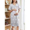 imageEkouaer Nightgowns for Women House Dress with Pockets Button Down Sleepshirt Short Sleeve Nightshirt Housecoat SXXXLGrey Stars