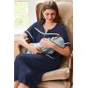 imageEkouaer Nightgowns for Women House Dress with Pockets Button Down Sleepshirt Short Sleeve Nightshirt Housecoat SXXXLNavy