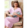 imageEkouaer Nightgowns for Women House Dress with Pockets Button Down Sleepshirt Short Sleeve Nightshirt Housecoat SXXXLPink Striped