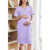 imageEkouaer Nightgowns for Women House Dress with Pockets Button Down Sleepshirt Short Sleeve Nightshirt Housecoat SXXXLPurple Floral