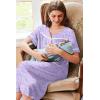 imageEkouaer Nightgowns for Women House Dress with Pockets Button Down Sleepshirt Short Sleeve Nightshirt Housecoat SXXXLPurple Floral