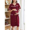 imageEkouaer Nightgowns for Women House Dress with Pockets Button Down Sleepshirt Short Sleeve Nightshirt Housecoat SXXXLWine Red