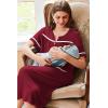 imageEkouaer Nightgowns for Women House Dress with Pockets Button Down Sleepshirt Short Sleeve Nightshirt Housecoat SXXXLWine Red