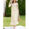 imageEkouaer Nightgowns for Women Long Sleeveless Night Gown Victorian Nightdress Button Sleepshirt Soft Sleepwear SXXXLBeige Floral