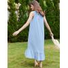 imageEkouaer Nightgowns for Women Long Sleeveless Night Gown Victorian Nightdress Button Sleepshirt Soft Sleepwear SXXXLLight Blue