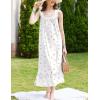 imageEkouaer Nightgowns for Women Long Sleeveless Night Gown Victorian Nightdress Button Sleepshirt Soft Sleepwear SXXXLWhite Floral