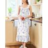 imageEkouaer Nightgowns for Women Long Sleeveless Night Gown Victorian Nightdress Button Sleepshirt Soft Sleepwear SXXXLWhite Purple Floral
