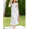 imageEkouaer Nightgowns for Women Long Sleeveless Night Gown Victorian Nightdress Button Sleepshirt Soft Sleepwear SXXXLWhite Purple Floral
