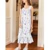 imageEkouaer Nightgowns for Women Long Sleeveless Night Gown Victorian Nightdress Button Sleepshirt Soft Sleepwear SXXXLWhite Purple Floral