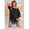 imageEkouaer Plus Size Nightgowns for Women Oversized Sleep Shirt Short Sleeve Nightshirt TShirt Dress Sleepwear SXXXLBlack Butterfly