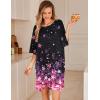 imageEkouaer Plus Size Nightgowns for Women Oversized Sleep Shirt Short Sleeve Nightshirt TShirt Dress Sleepwear SXXXLBlack Sakura