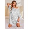 imageEkouaer Plus Size Nightgowns for Women Oversized Sleep Shirt Short Sleeve Nightshirt TShirt Dress Sleepwear SXXXLGrey Stars