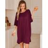 imageEkouaer Plus Size Nightgowns for Women Oversized Sleep Shirt Short Sleeve Nightshirt TShirt Dress Sleepwear SXXXLWine Red