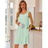 imageEkouaer Tank Nightgowns for Women Button Up Sleepshirt Sleeveless Nightdress Soft Sleepwear House Dresses with PocketsLight Green