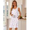 imageEkouaer Tank Nightgowns for Women Button Up Sleepshirt Sleeveless Nightdress Soft Sleepwear House Dresses with PocketsLight Pink Floral