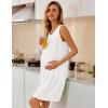 imageEkouaer Tank Nightgowns for Women Button Up Sleepshirt Sleeveless Nightdress Soft Sleepwear House Dresses with PocketsWhite
