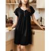 imageEkouaer Womens Nightgown Flare Short Sleeve Sleepwear Pleated Sleepshirt Soft Pajama Dress SXXXLBlack