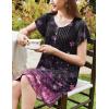 imageEkouaer Womens Nightgown Flare Short Sleeve Sleepwear Pleated Sleepshirt Soft Pajama Dress SXXXLCherry Blossoms