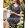 imageEkouaer Womens Nightgown Flare Short Sleeve Sleepwear Pleated Sleepshirt Soft Pajama Dress SXXXLDark Grey