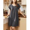 imageEkouaer Womens Nightgown Flare Short Sleeve Sleepwear Pleated Sleepshirt Soft Pajama Dress SXXXLDark Grey