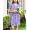 imageEkouaer Womens Nightgown Flare Short Sleeve Sleepwear Pleated Sleepshirt Soft Pajama Dress SXXXLFloral Purple