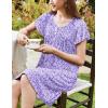 imageEkouaer Womens Nightgown Flare Short Sleeve Sleepwear Pleated Sleepshirt Soft Pajama Dress SXXXLFloral Purple