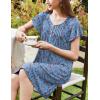 imageEkouaer Womens Nightgown Flare Short Sleeve Sleepwear Pleated Sleepshirt Soft Pajama Dress SXXXLFlowers Blue