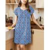 imageEkouaer Womens Nightgown Flare Short Sleeve Sleepwear Pleated Sleepshirt Soft Pajama Dress SXXXLFlowers Blue