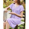imageEkouaer Womens Nightgown Flare Short Sleeve Sleepwear Pleated Sleepshirt Soft Pajama Dress SXXXLFlowers Purple