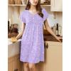 imageEkouaer Womens Nightgown Flare Short Sleeve Sleepwear Pleated Sleepshirt Soft Pajama Dress SXXXLFlowers Purple