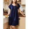 imageEkouaer Womens Nightgown Flare Short Sleeve Sleepwear Pleated Sleepshirt Soft Pajama Dress SXXXLNavy Blue