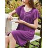 imageEkouaer Womens Nightgown Flare Short Sleeve Sleepwear Pleated Sleepshirt Soft Pajama Dress SXXXLPurple