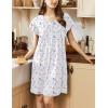 imageEkouaer Womens Nightgown Flare Short Sleeve Sleepwear Pleated Sleepshirt Soft Pajama Dress SXXXLSmall Flowers Purple