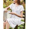 imageEkouaer Womens Nightgown Flare Short Sleeve Sleepwear Pleated Sleepshirt Soft Pajama Dress SXXXLSmall Flowers Purple